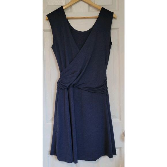 Patagonia Dress Sz Medium Blue Crossover Wrap Back Ruching Tank - Picture 3 of 6